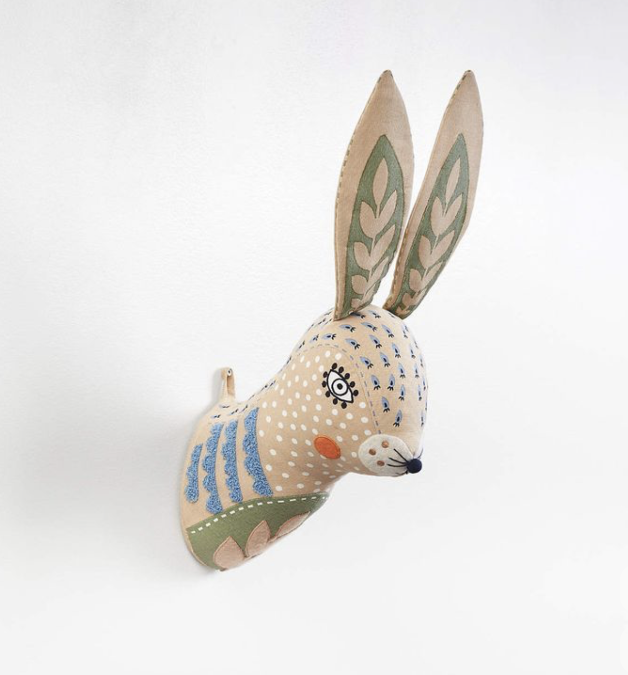 Embroidered rabbit wall plush